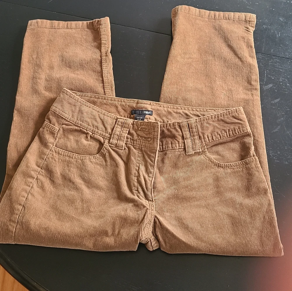 H&M Light Brown Fine Courderoy Cropped Pants Size 6 - Picture 3 of 9
